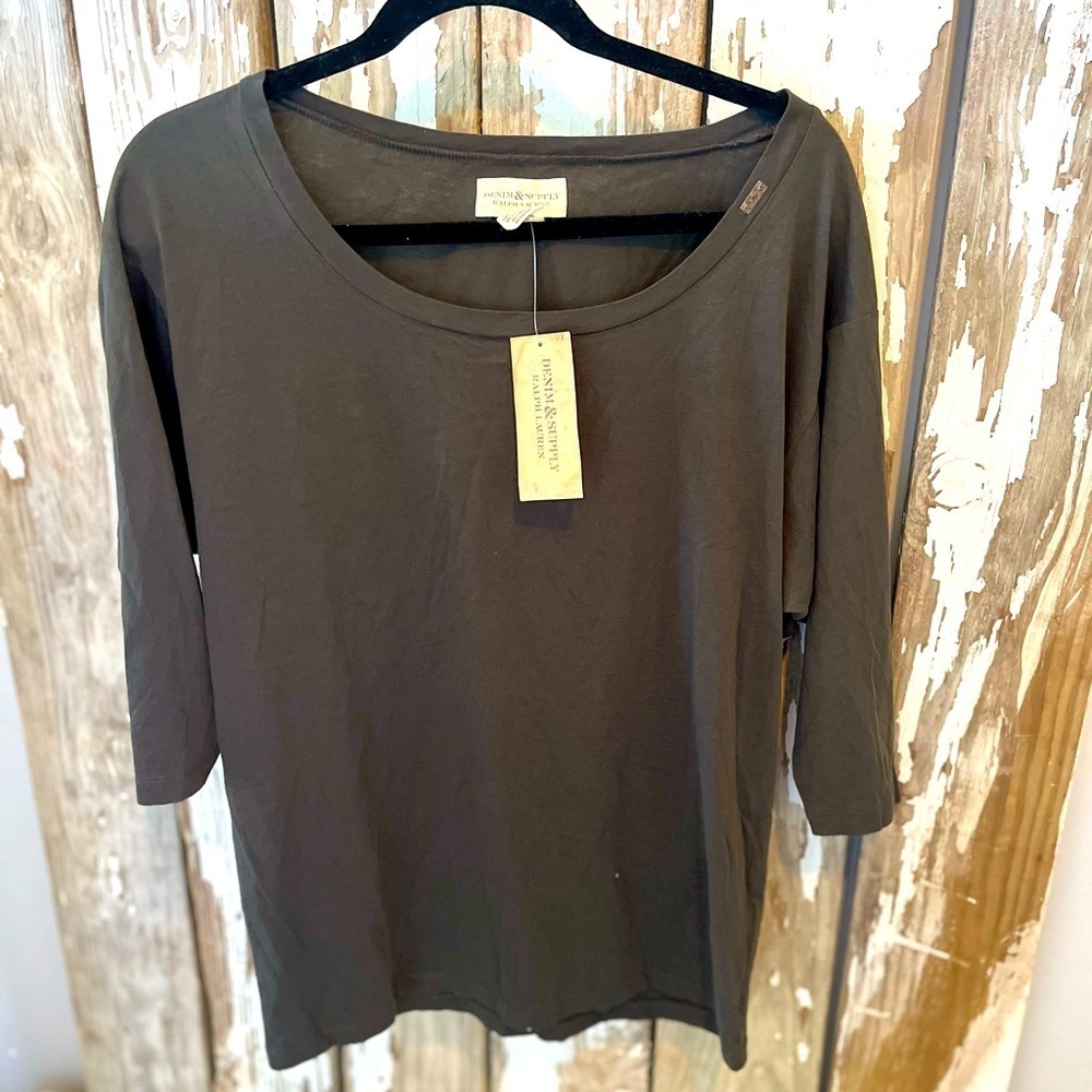 Denim & Supply Ralph Lauren Dark Gray 3/4 sleeve top 100% cotton size small NWT